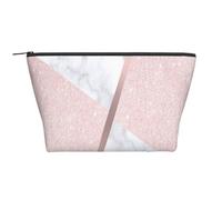 Elegante Brillo Dorado Rosa Femenino y mármol Blanco, Bolsa de artículos de tocador Bolsa de Maquillaje Bolsa de cosméticos Bolsa de artículos de tocador de Viaje portátil