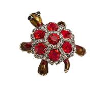 Elegante broche con forma de tortuga con brillantes de colores para embellecer tu atuendo femenino y como regalo, estilo vintage con diamantes de imitación de aleación de tortuga