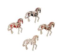 Elegante broche de aleación de caballo con superficies esmaltadas y detalles de cristal brillantes con diamantes de imitación, accesorios de joyería de caballo de dibujos animados