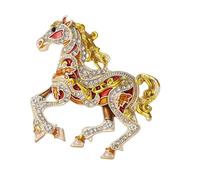 Elegante broche de aleación de zinc con cristales brillantes y pin de solapa esmaltado en forma de animal, accesorios para un aspecto moderno todos los días, bonito accesorio de caballo, talla única