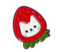 Elegante broche de aleación esmaltado con diseño de fresa, plátano y tomate, joyería para amigos, gatitos y amigos, talla única, como se describe