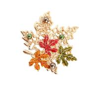 Elegante broche de arce con cristales para ropa de noche, ropa de oficina, joyería de moda retro, aleación resistente, listo, diseño único de hojas