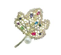 Elegante broche de arce para mujer, inspirado en la vendimia, cristales de aleación, accesorio adornado para bodas, fiestas, uso diario, pin decorativo de arce