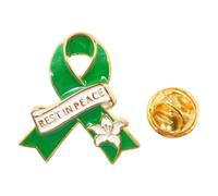Elegante broche de cinta conmemorativa para descansar en paz, pin para uso diario, viajes, cómodo ramillete de aleación para descansar en paz, talla única, como se describe