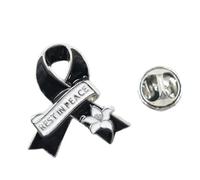 Elegante broche de cinta Memorial "Rest In Peace" para uso diario en viajes, cómodo pin de solapa de aleación de metal con insignia de paz, talla única, como se describe