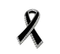 Elegante broche de cinta negra con diamantes de imitación de cristal, accesorio de joyería de aleación para mujer, regalo brillante, talla única, como se describe