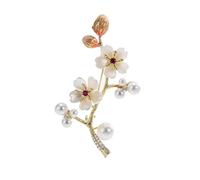 Elegante broche de concha con forma de flor de ciruelas, pin decorativo retro para mujer, accesorios de moda, joyería china antigua