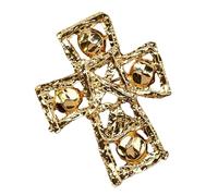 Elegante broche de cruz y corazón de inspiración francesa, accesorio de joyería de cobre chapado en oro, para mujer, regalo de moda, fácil de limpiar, broche de moda, talla única, como se describe