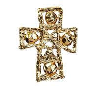 Elegante broche de cruz y corazón de inspiración francesa, accesorio de joyería de cobre chapado en oro, accesorio de joyería para mujer, regalo de moda, broche vintage de corazón francés, talla única