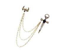 Elegante broche de espadas de crucifijo alado, cierre seguro, aleación ligera, joyería punk para fiestas, oficina y atuendos diarios, joyería de moda para hombres y mujeres, talla única, como se