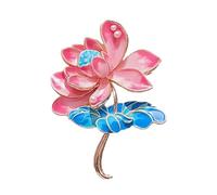 Elegante broche de flor de loto con perlas de imitación y estilo chino esmaltado croson nerapel joyería para mujeres exquisita cultura china joyería