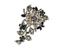 Elegante broche de flores de cristales de estilo retro con diseños intrincados, materiales de aleación resistentes, regalo ideal para ella, As show, Metal