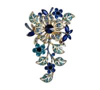 Elegante broche de flores de cristales de estilo retro con diseños intrincados, materiales de aleación resistentes, regalo ideal para ella, As show, Metal