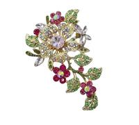 Elegante broche de flores de cristales de estilo retro con diseños intrincados, materiales de aleación resistentes, regalo ideal para ella, As show, Metal