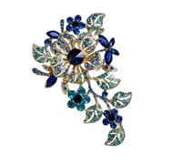 Elegante broche de flores de cristales, joyería de estilos retro con diseños intrincados, materiales de aleación resistentes, regalo ideal para ella, broche de flores para mujer, One Size, como se
