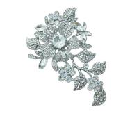 Elegante broche de flores de cristales, joyería de estilos retro con diseños intrincados, materiales de aleación resistentes, regalo ideal para ella, broche floral vintage para mujer, talla única