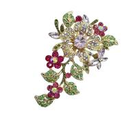Elegante broche de flores de cristales para ropa de noche, retro, joyería de moda, aleación resistente, caja de regalo, elegante broche de diamantes de imitación, talla única, como se describe