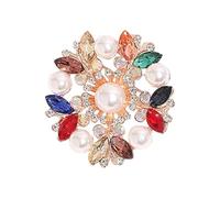 Elegante broche de flores de diseño coreano con piedras de circonita brillante, clip versátil para bufanda, accesorios para atuendos, broche de flores de perlas de inspiración coreana, talla única