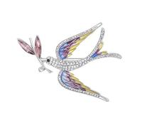 Elegante broche de golondrina con detalles de aceite y diamantes de imitación de cristal para mujer, accesorios de joyería de moda, regalo único, joyería de pájaro, talla única, como se describe