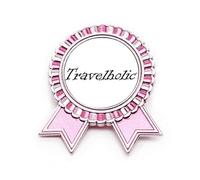 Elegante broche de insignia de Travelholic Art Deco de moda, color rosa, Medium, Metal