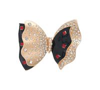 Elegante broche de lazo con diamantes de imitación en tonos dorados mate, versátil, inspirado en la época, joyería con diamantes de imitación