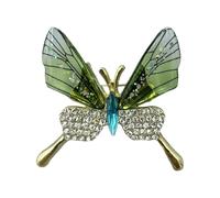 Elegante broche de mariposa de cristales vintage con diseños de aleación para mujer, vestidos, sombreros, bolsos, accesorios de fiesta de boda, As show, Metal
