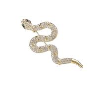 Elegante broche de metal con diseño de serpiente artística con piedras preciosas verdes para coleccionistas de joyas, accesorio de joyería mística, talla única, como se describe