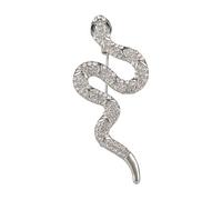 Elegante broche de metal con diseño de serpiente artística con piedras preciosas verdes para coleccionistas de joyas, accesorio de joyería mística, talla única, como se describe