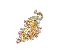 Elegante broche de pavos reales para mujer, diseño de diamantes de imitación y perlas, accesorio de moda para bodas y cumpleaños