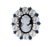 Elegante broche de perlas de estilo cortesano de aleación para el pecho, sombrero, vestido, accesorio de ropa para ropa de noche y fiesta, exquisita pieza de joyería de camafeo, M, Como se describe