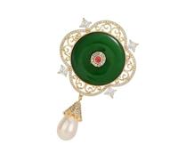 Elegante broche de perlas vintage con diseños de nudo de la suerte y detalles de filigrana para bodas, fiestas, vestidos de noche, broche de perlas vintage, talla única, como se describe