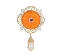 Elegante broche de perlas vintage con diseños de nudo de la suerte y detalles de filigrana para bodas, fiestas, vestidos de noche, Metal