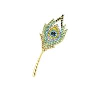 Elegante broche de plumaje de pavos reales, accesorio multifuncional de aleación, adecuado para eventos formales y uso diario, broche de cierre seguro, talla única, como se describe