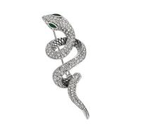 Elegante broche de serpiente accesorio de moda broche de serpiente pin pin de solapa con incrustaciones de diamantes de imitación para cualquier ocasión broche de serpiente de aleación, talla única