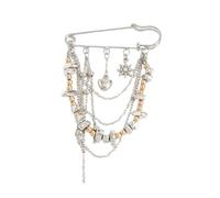 Elegante broche de solapa con borlas de cadena de metal para crear una declaración de moda en accesorios de ropa de abrigo versátil, talla única, como se describe