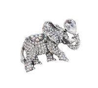 Elegante broche de solapa de elefante con diamantes de imitación para mujer con diseño ligero y encanto de la suerte, joyería de fiesta, ropa de noche, One Size, como se describe