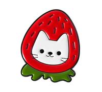 Elegante broche de solapa esmaltado de gatito de fruta de dibujos animados, encantador diseño de fresa y tomate, broche de aleación, joyas, regalo para amigos, joyas de gatitos de frutas de dibujos