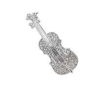 Elegante broche de violín con diamantes de imitación, accesorio de joyería de inspiración vintage para entusiastas de la música, ideas de regalos de moda, broche de música vintage, talla única, como
