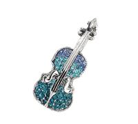 Elegante broche de violín de aleación resistente con cristales, regalos especiales para los amantes de la música, joyería de moda, broche de violín, talla única, como se describe