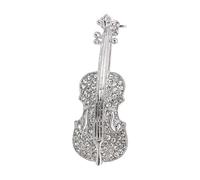 Elegante broche de violín de cristales retro, accesorio de joyería portátil, decoración para conciertos, fiestas, suministros de moda, regalos de moda, pin de violín inspirado en la vendimia, talla