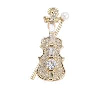 Elegante broche de violín de diamantes de imitación, accesorio de joyería de inspiración vintage para entusiastas de la música, ideas de regalos de moda, joyería elegante retro de violín, talla única