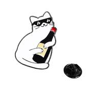 Elegante broche decorativo de solapa con diseño de gatos de dibujos animados para ropa y bolsos, amigo pensado y festivales, accesorio de moda, talla única, como se describe