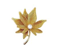 Elegante broche esmaltado de hoja de arce seguro para mujer, accesorios de ropa para ocasiones especiales, broche brillante, talla única, como se describe