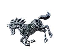 Elegante broche esmaltado ecuestre con acento de cristal, accesorio de ropa de moda para accesorios diarios con diamantes de imitación, talla única, como se describe