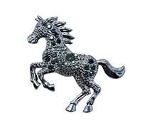 Elegante broche esmaltado ecuestre con acento de cristal, accesorio de ropa de moda para accesorios diarios, broche multiusos, One Size, como se describe, como se describe