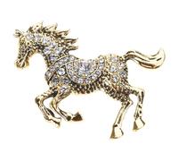 Elegante broche esmaltado ecuestre con acento de cristal, accesorio de ropa de moda para accesorios diarios, broche de caballo, talla única, como se describe