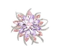 Elegante broche floral con cristales de dos niveles, accesorio de aleación para fiestas, bodas, trajes de marquesa, broche de diamantes de imitación, talla única, como se describe