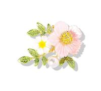 Elegante broche floral con perlas de diamantes de imitación para mujer, broche floral, versátil, accesorio de joyería, accesorio de inspiración vintage, talla única, como se describe