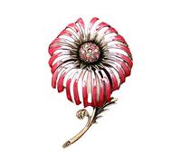 Elegante broche floral vintage con diseño de diente de león en tono dorado, acabado al aceite, pétalos rizados, racimo de cristal, elegante pin de declaración de joyería, talla única, como se describe