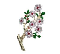 Elegante broche inspirado en peonías con acabado esmaltado artesanal y centro de mesa de perlas brillantes para mujeres de moda, broche pintado a mano, talla única, como se describe
